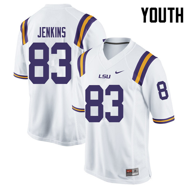 Youth #83 Jaray Jenkins LSU Tigers College Football Jerseys Sale-White